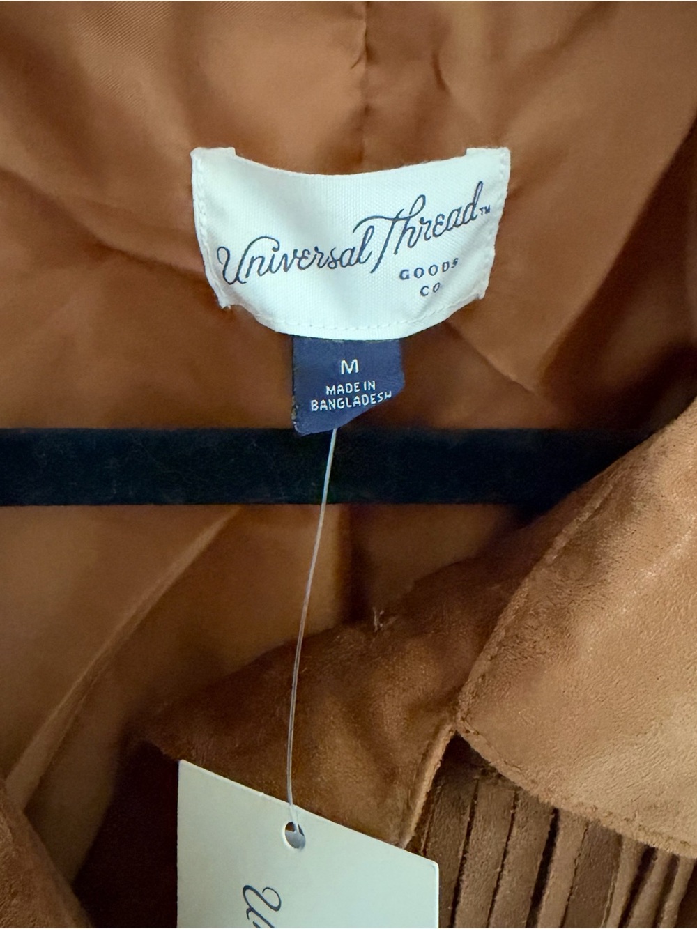 Universal Thread Women’s Tan Brown Western Fringe Faux Suede Button-Front Jacket - Picture 6 of 9
